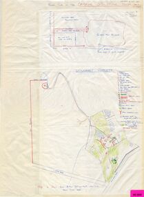 Map, Schwerkolt property and rough plan of old stone house, 1993