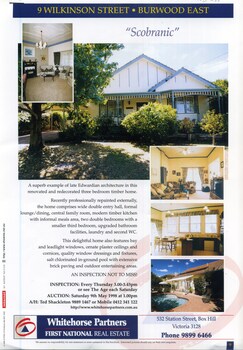 Land brochure giving details of the auction of 'Scobranic' 