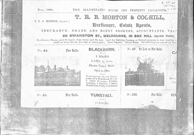  Catalogue for the sale of two houses in Blackburn and Tunstall.