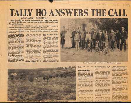 'Tally Ho Answers the Call' - a history of the Tally Ho Boys Home, Burwood.