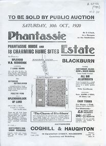 Document, Phantassie Estate, 1/10/1920 12:00:00 AM