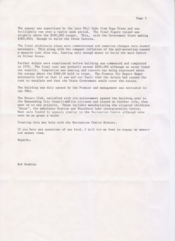 Letter from Bob Hoskins to Valda Arrowsmith - Page 3