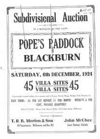 Pamphlet, Auction - Pope's Paddock