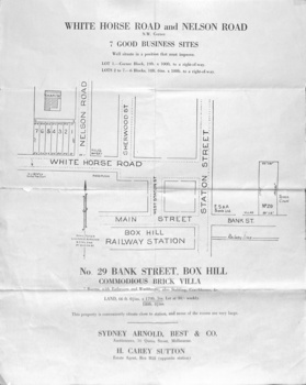 Advertisement for sale of 7 business sites and a villa.