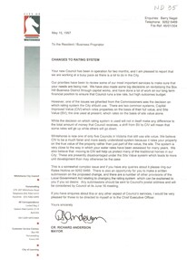 A circular from the Mayor, Cr. Richard Anderson, notifying the change in the rating system.