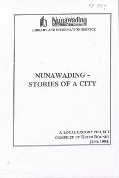 Nunawading local history stories, front page