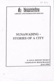 Nunawading local history stories, front page