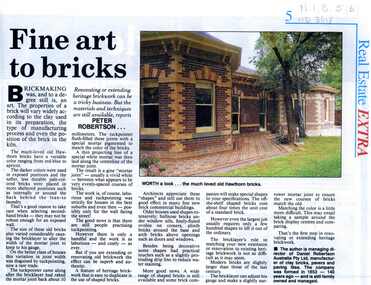 Article, Fine art to bricks & Brick maker put the roof on St Pauls, 1993