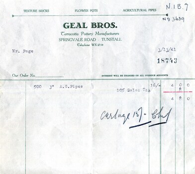 Geal Bros. Receipt