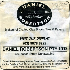 Daniel Robertson Pty Ltd Advertisement