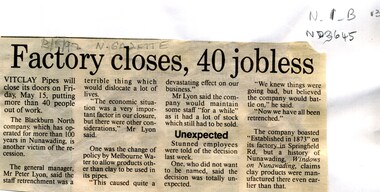 Factory closes, 40 jobless