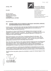 Letter - Correspondence, National Trust Classification Report, 28/05/1998 12:00:00 AM