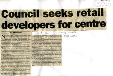 Council seeks retail developers for centre.