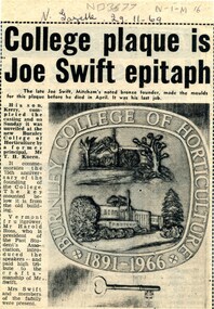College plaque is Joe Swift epitaph