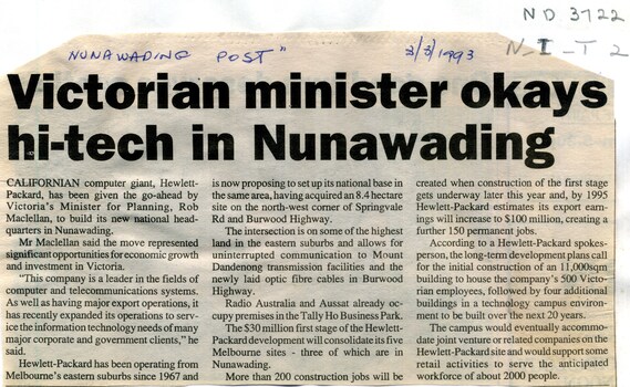 Victorian Minister okays Hi-Tech in Nunawading.