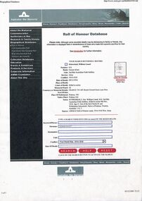 Australian War Memorial record for Gunner William Lionel  Schwerkolt. 