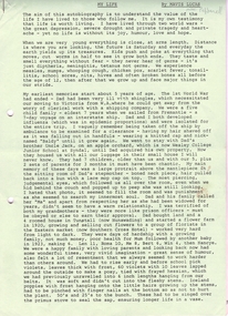 Document, My Life by Mavis Lucas, ?1998
