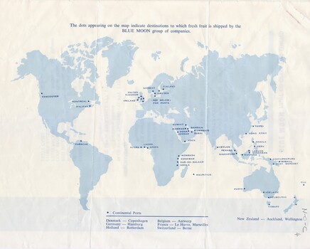 The blue dots on the map indicate the locations where Blue Moon distributes its products.
