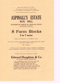 Pamphlet, Aspinall's Estate Box Hill, 1937