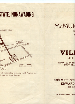 Brochure advertising sale of 'McMurray Estate', Nunawading.  