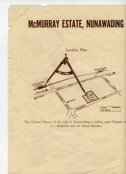 Brochure advertising sale of 'McMurray Estate', Nunawading.  