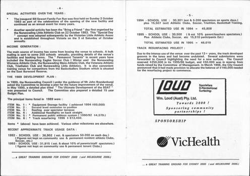 Page 4 and 5 covers the Special activities over the years.