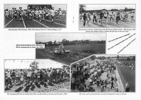 Page 6 - photos of past events including one on track re-surfacing. 