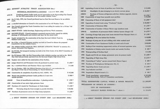 Page 9 and 10 - Historical milestones and costings.