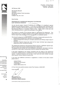 Legal record - Correspondence, East Burwood Reserve, Sportsgrounds, 1/02/1998 12:00:00 AM