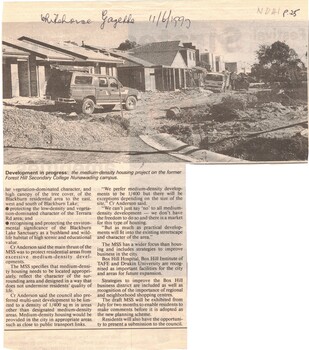 Progress in development of medium density housing project on former site of Forest Hill Secondary College Nunawading Campus