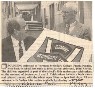 Article, Vermont Secondary College Anniversary