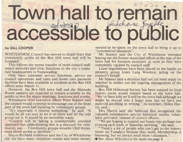 Article, Box Hill Town Hall, 30/04/1997 12:00:00 AM