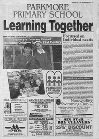 Front page of the 4 page article on Parkmore Primary School.