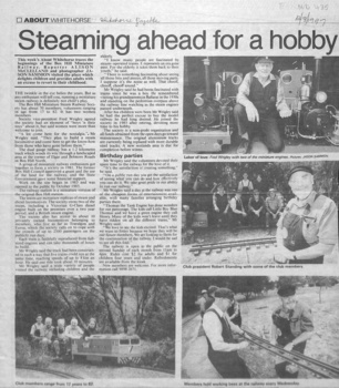 Whitehorse Gazette reports about the beginnings and current activities of the Box Hill Miniature Railway Society.