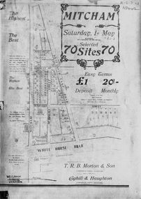 Brochure for auction of 70 sites bounded by Mitcham, Doncaster East and Whitehorse Roads on 1 May ?1920.