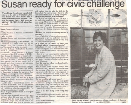 Interview with Susan Anderson, Mayoress of City of Whitehorse, 1997 