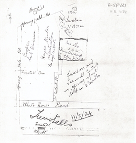 Hand drawn plans of properties bordered by Tunstall (Nunawading) Railway Station, 