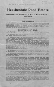Purchasers' copy of 'Particulars and Conditions and Contracts of Sale for Heatherdale Road Estate, Lot 168 - front page