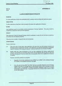 Document, Land Subdivision Policy, 24/08/1998 12:00:00 AM