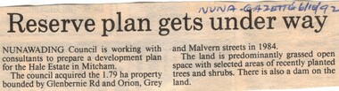Article, Reserve plan gets under way, 6/10/1992 12:00:00 AM