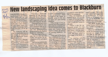 Article, New landscaping idea comes to Blackburn, 4/10/1992 12:00:00 AM