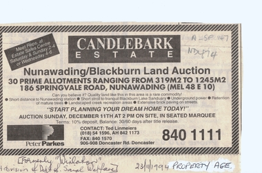 Document, Candlebark Estate, 27/07/1994 12:00:00 AM