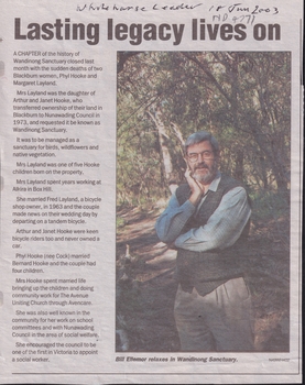 History of Wandinong Sanctuary and its links to the deaths of Phyl Hooke and Margaret Layland.