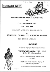 Document, Heritage week, 21/03/1993 12:00:00 AM
