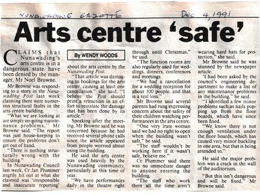 Claims that Nunawading's Arts centre is in a dangerous state have been denied.