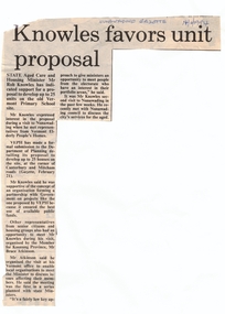 Article, Knowles favours unit proposal, 14/03/1994 12:00:00 AM