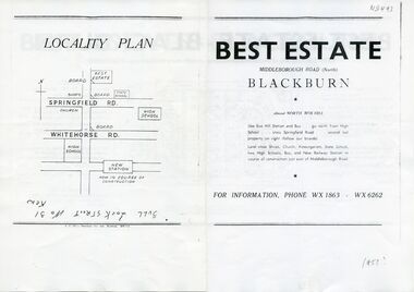 sale of land at Best Estate, Blackburn North. Part of the original land holdings of R. de Stoop and R. Best of British Fur Co.