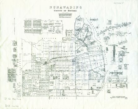 Map of Shire of Nunawading with various update but mostly showing 19th century landholders.