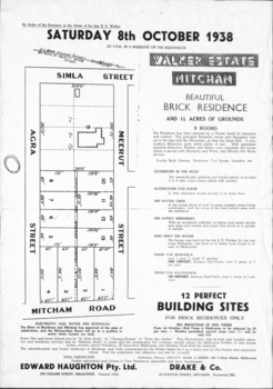 Brochure for auction of Walker Estate in 1938 - with the layout plan.