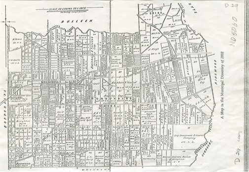 Map of the Shire of Nunawading in the Municipal Directory of 1892